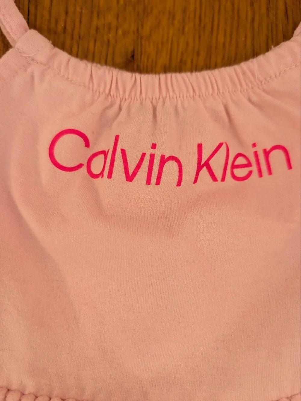 Calvin Klein Baby Girls Peach Ruffle Tank with Blue Shorts Set 12 Months